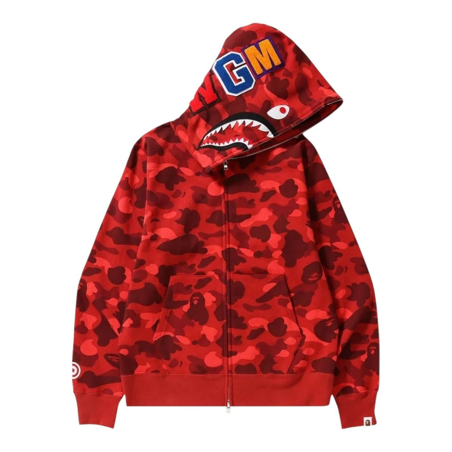 Red Camo Shark Full Zip Hoodie - The Flyest Kicks