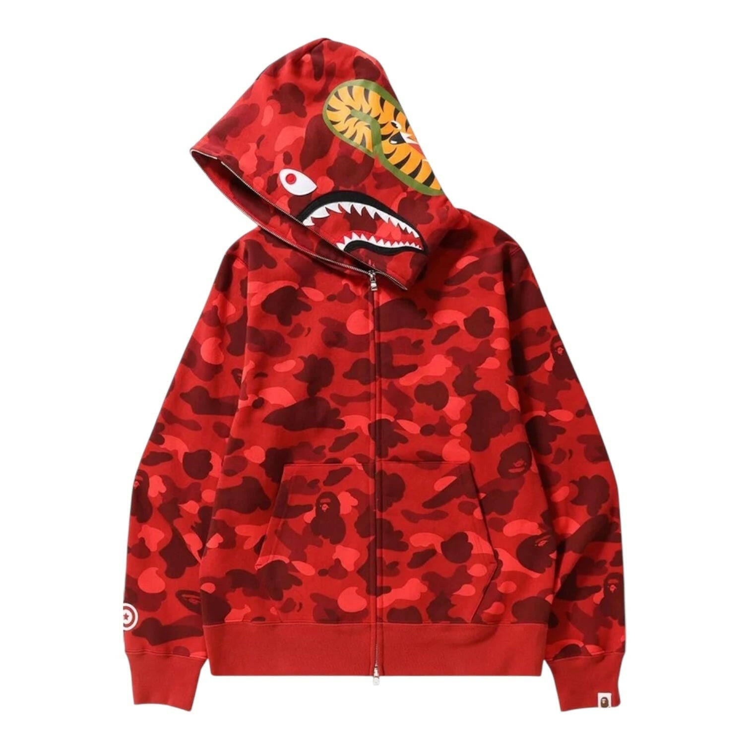 Red Camo Shark Full Zip Hoodie - The Flyest Kicks